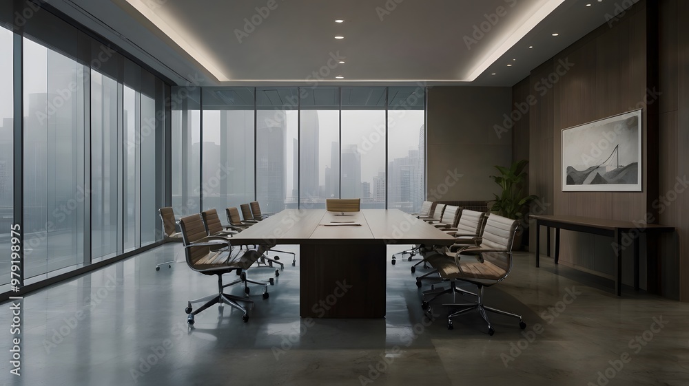 Empty Business Conference Room Office Workplace Skyline Empty Business Conference Room Office Workplace Skyline