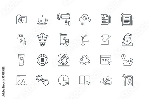 CCTV, Cloud settings, CV, E book reader, Folder, set of icons for web design, vector illustration