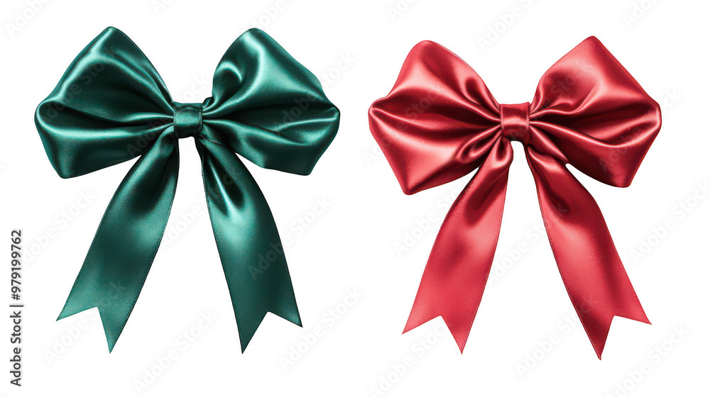 Naklejka premium Green and Red Satin Bows
