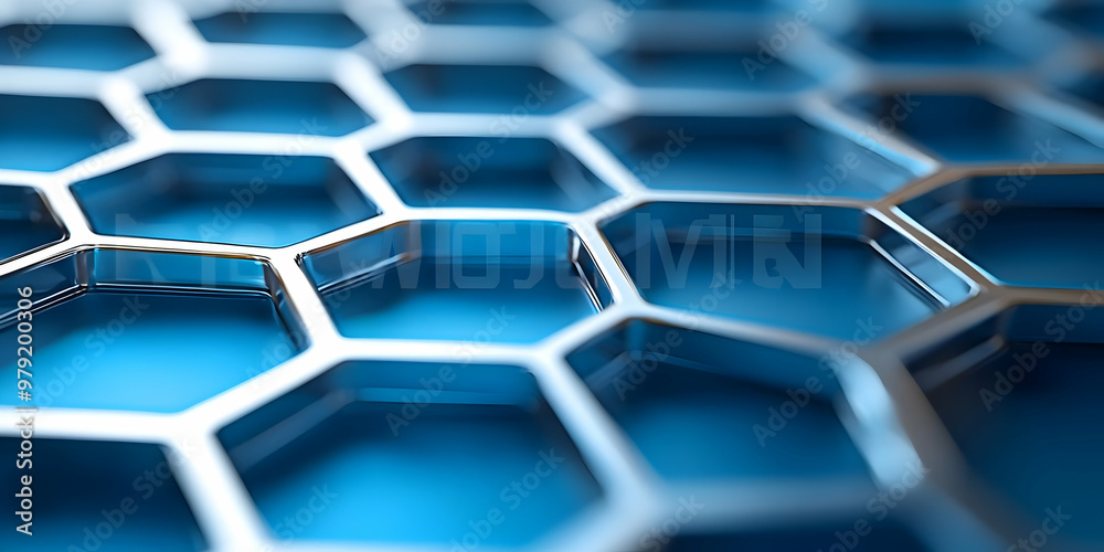 Abstract Blue Hexagon Background - 3D Illustration Abstract Blue Hexagon Background - 3D Illustration