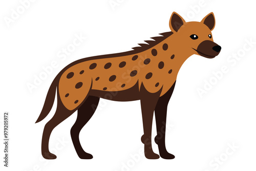 Hyena Vector Illustration, Cartoon Hyena, Wildlife Animal, African Animal Clipart, Cute Hyena Drawing photo