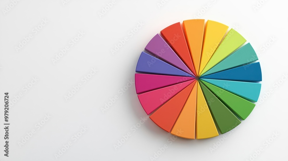 Fototapeta premium Audience segmentation wheel, with different colors and symbols for various niches, 3D illustration
