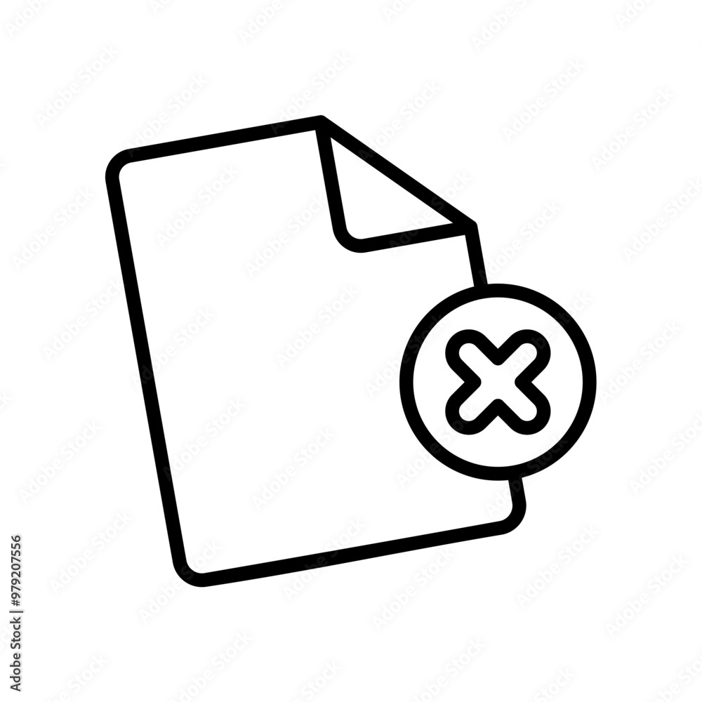 delete document file icon, line vector isolated on white background. trendy and modern design delete document file icon, line vector isolated on white background. trendy and modern design