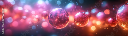 Abstract Background - Glowing Spheres with Bokeh Lights