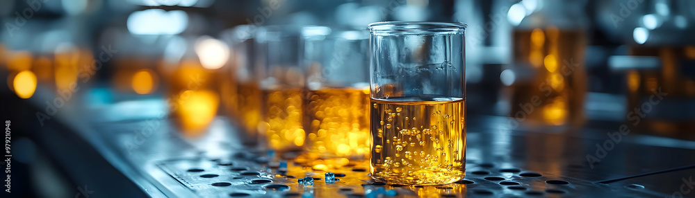 Photo of Test Tube with Yellow Liquid Bubbles in Laboratory Photo of Test Tube with Yellow Liquid Bubbles in Laboratory