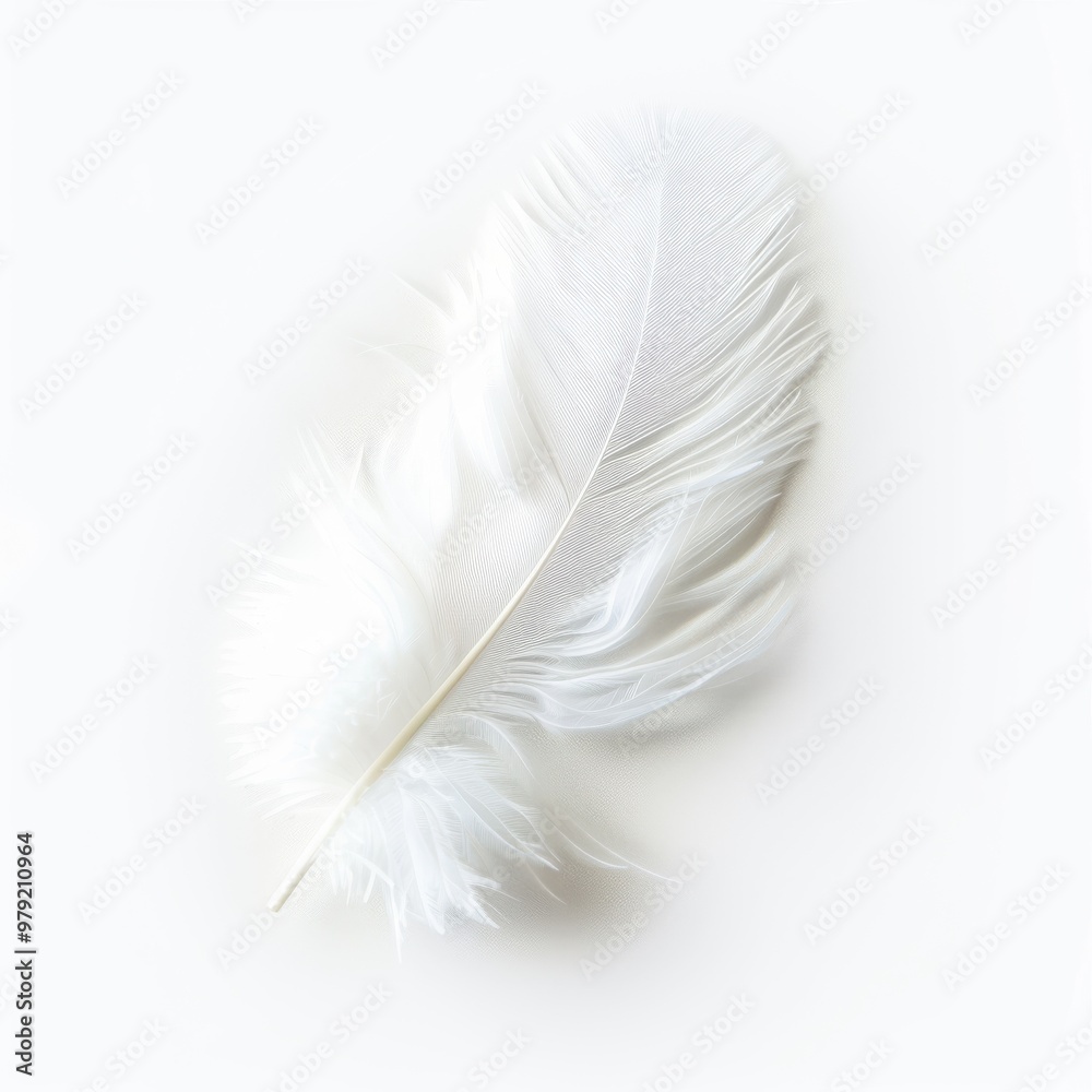 A white feather with a pointy end A white feather with a pointy end