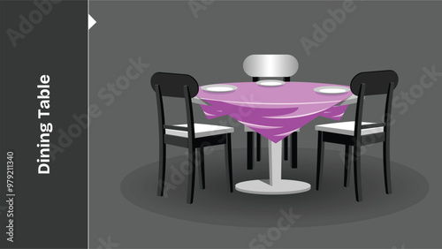 Dining table and chair vector illustration