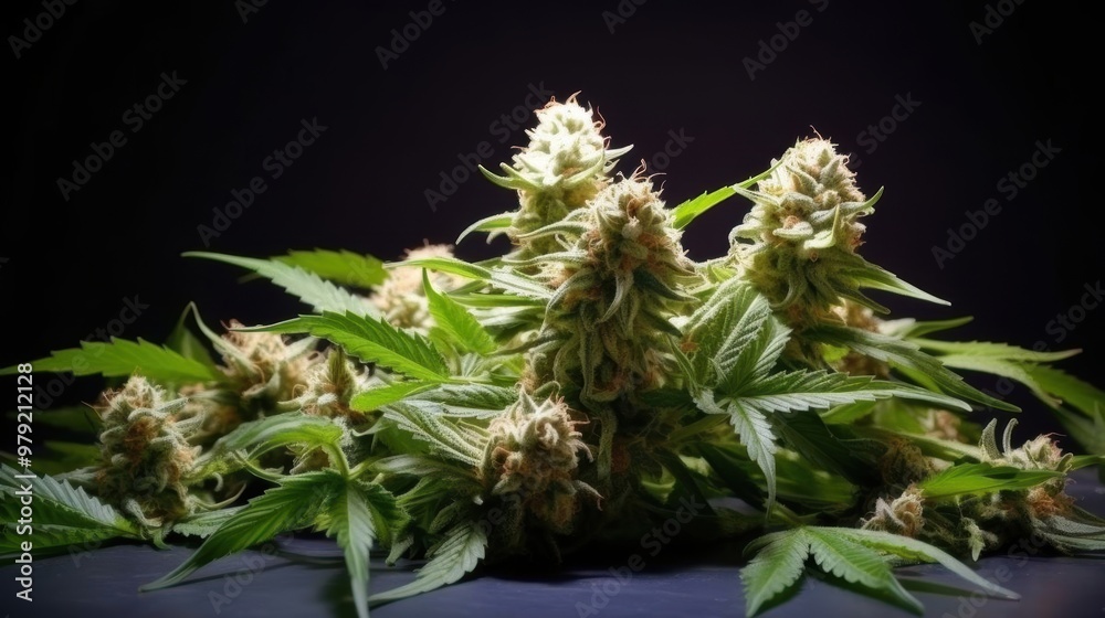Close up of a fresh cannabis buds on neutral background Close up of a fresh cannabis buds on neutral background
