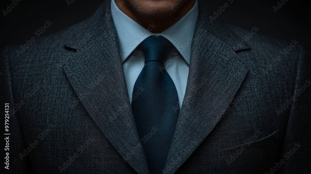 A man in a suit and tie with a blue tie A man in a suit and tie with a blue tie