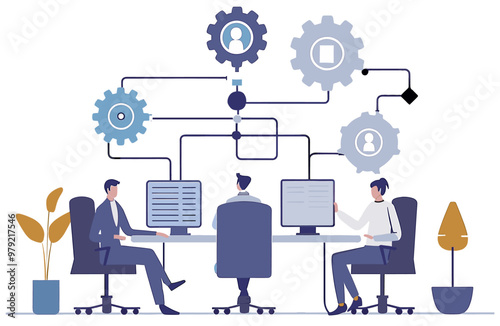 Automating business processes. New technological strategies concept. Minimalist illustration
