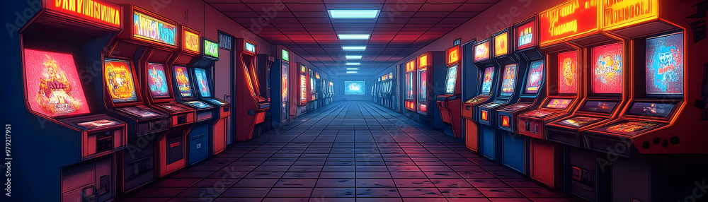 Neon Lights Arcade Illustration - Retro Gaming, Arcade Games, Vintage, Nostalgia, 80s, Entertainment, Fun, Colorful, Joystick, Pixels Neon Lights Arcade Illustration - Retro Gaming, Arcade Games, Vintage, Nostalgia, 80s, Entertainment, Fun, Colorful, Joystick, Pixels