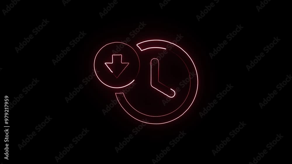 Glowing Neon Downtime Arrow Icon Isolated on Black Background - HD Motion Graphics Animation Glowing Neon Downtime Arrow Icon Isolated on Black Background - HD Motion Graphics Animation