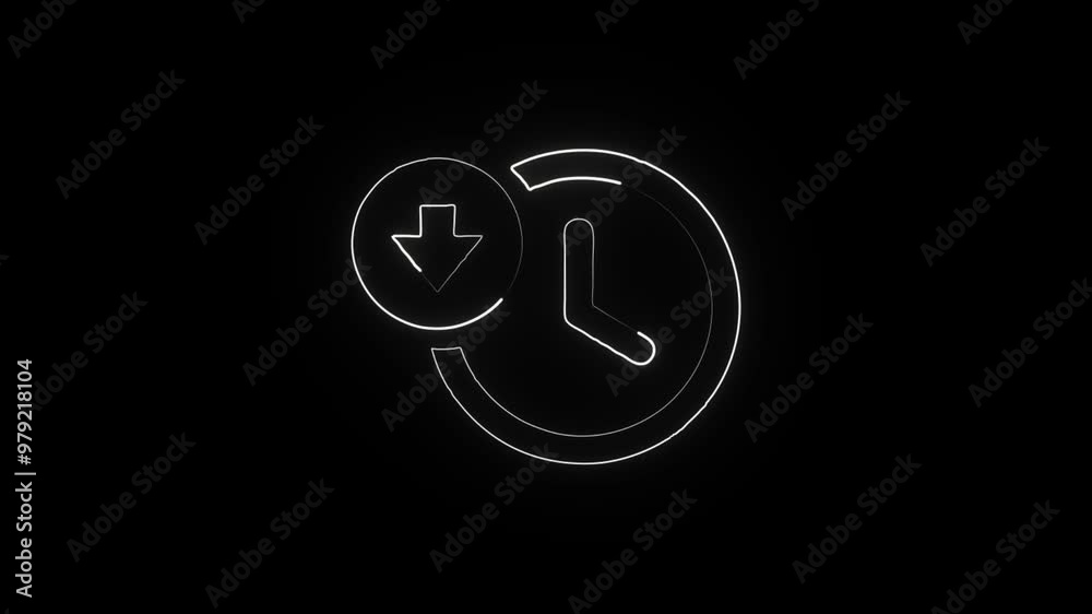 Glowing Neon Downtime Arrow Icon Isolated on Black Background - HD Motion Graphics Animation Glowing Neon Downtime Arrow Icon Isolated on Black Background - HD Motion Graphics Animation