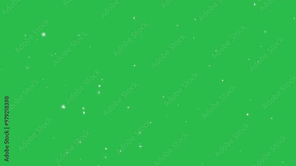 Blinking star motion graphic effect on green screen background. 