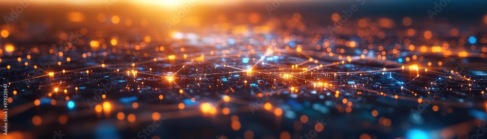 Obraz premium Global logistics network, interconnected supply chain, digital 3D illustration