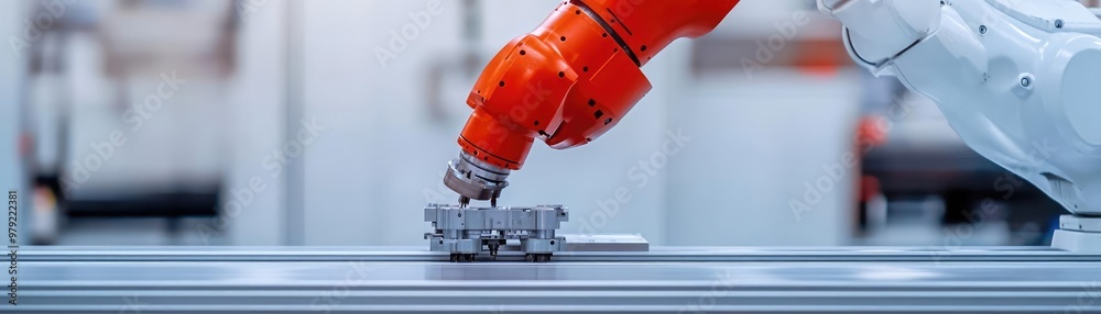Robot performing a final quality inspection on a precision-machined part, robotic inspection, high-tech manufacturing QC Robot performing a final quality inspection on a precision-machined part, robotic inspection, high-tech manufacturing QC