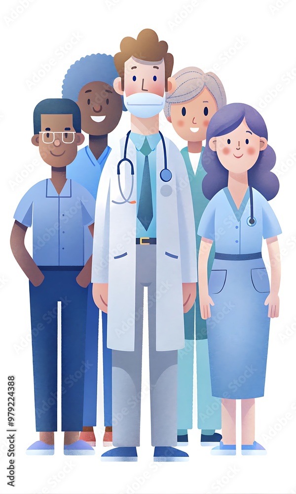 Diverse Healthcare Professionals: Doctor, Nurse, and Pharmacist Illustrations Diverse Healthcare Professionals: Doctor, Nurse, and Pharmacist Illustrations