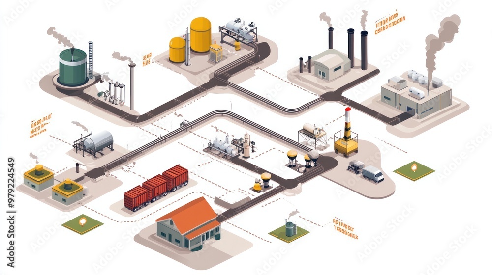 A supply chain diagram showing the journey of natural gas from ...