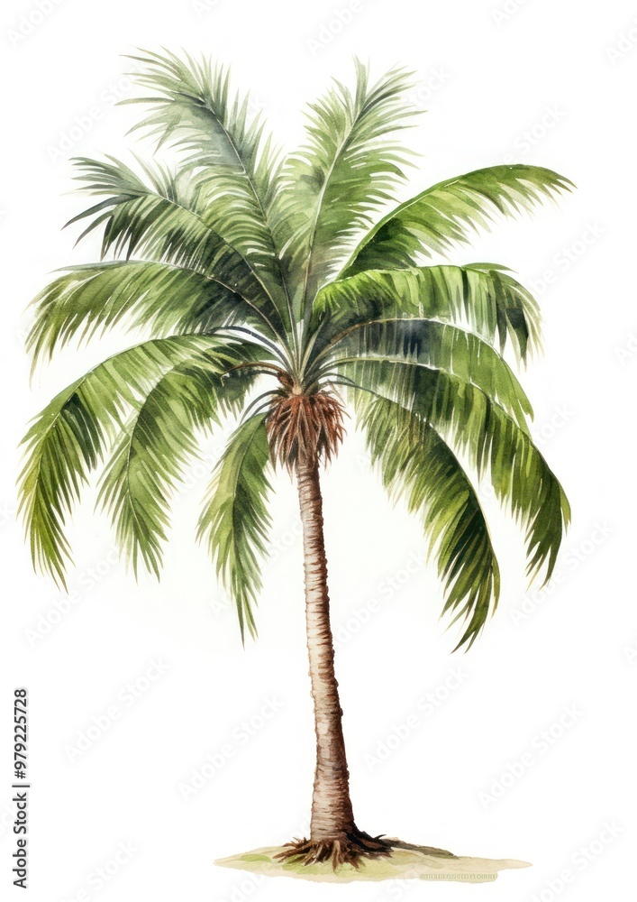 Fototapeta premium Illustration of palm tree arecaceae plant.