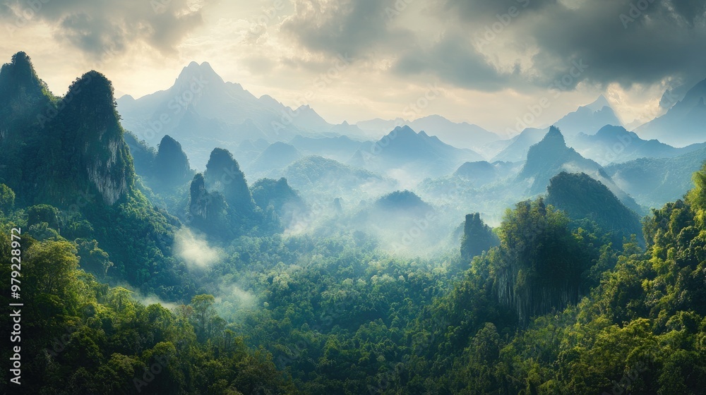 A panoramic shot of a dense forest with towering mountains in the distance, capturing the majesty of nature. A panoramic shot of a dense forest with towering mountains in the distance, capturing the majesty of nature.