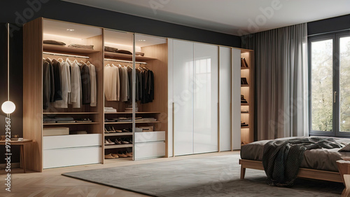 built-in wardrobe for bedroom, the most optimal bedroom design photo