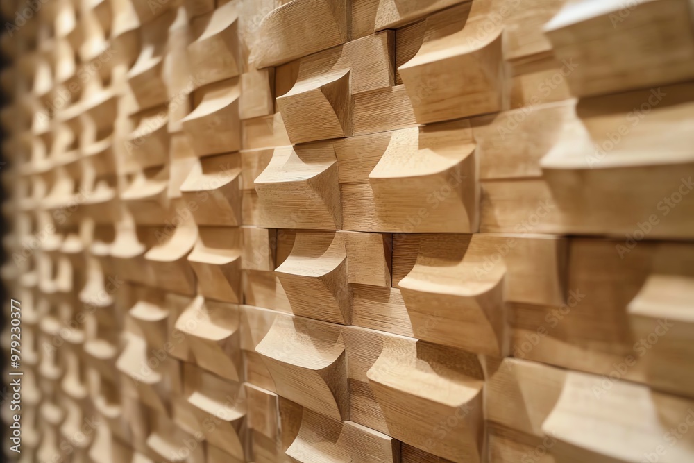 Abstract close-up of a wooden geometric wall panel with intricate, three-dimensional designs, showcasing texture and craftsmanship. Abstract close-up of a wooden geometric wall panel with intricate, three-dimensional designs, showcasing texture and craftsmanship.