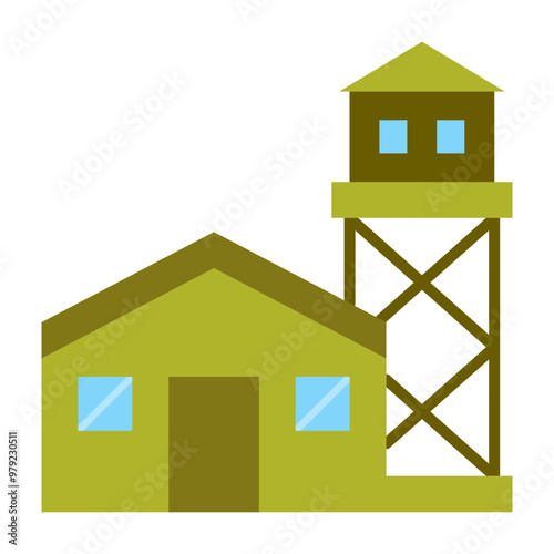 Military Base Vector Flat Icon Design