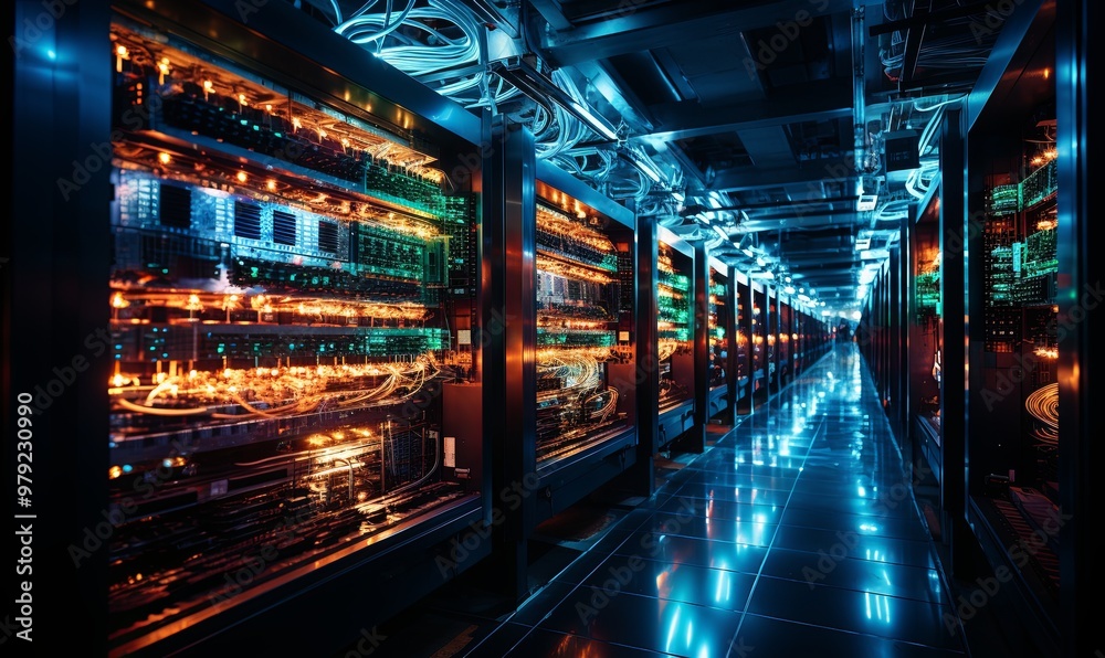 Server Rows in Long Hallway Server Rows in Long Hallway