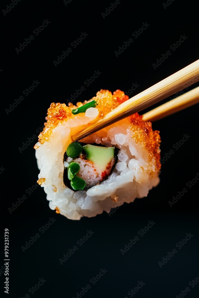  tempura sushi black solid color background