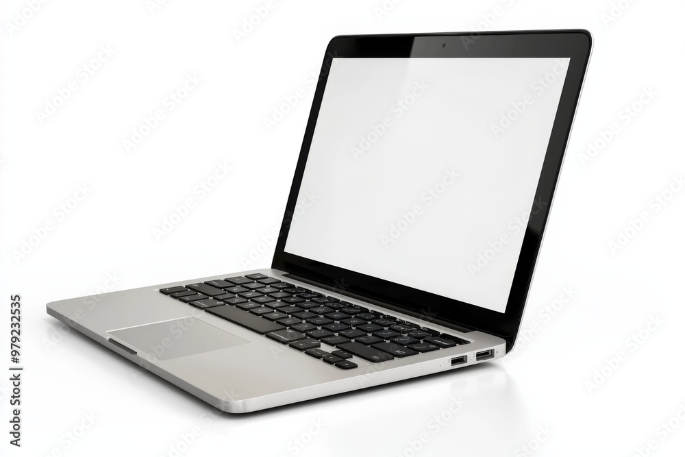 Laptop Mockup on Isolated white background created with Generative AI Laptop Mockup on Isolated white background created with Generative AI