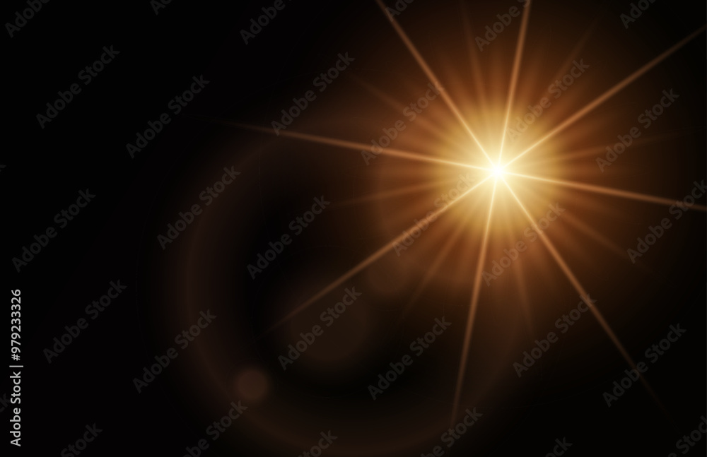Fototapeta premium Light from the sun, on a dark background. Vector illustration