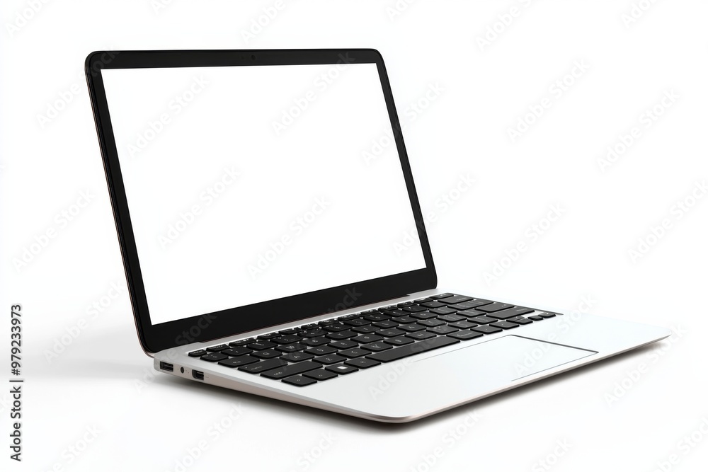 Laptop Mockup on Isolated white background created with Generative AI Laptop Mockup on Isolated white background created with Generative AI