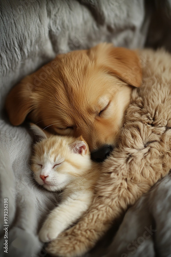 cat and dog relationship puppy photo