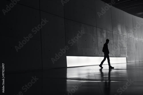 Wallpaper Mural Young man walking in the empty gallery Torontodigital.ca