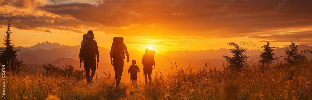 custom made wallpaper toronto digitalA family is leisurely walking through a beautiful field at sunset