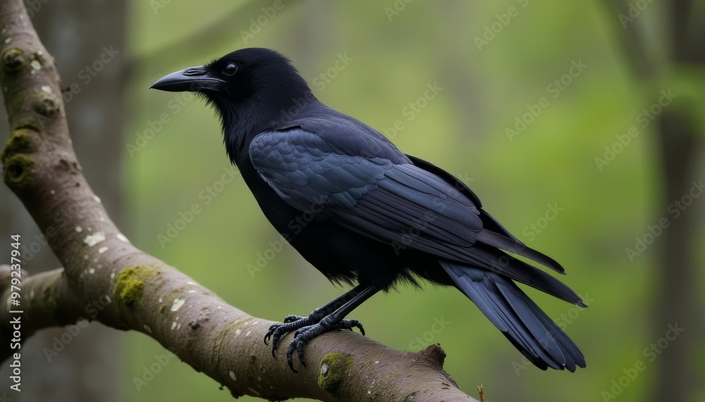 Peaceful Perch A black bird finds solace in the branches Peaceful Perch A black bird finds solace in the branches