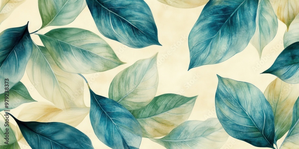 Large abstract blue leaves pattern texture leaf. Large abstract blue leaves pattern texture leaf.