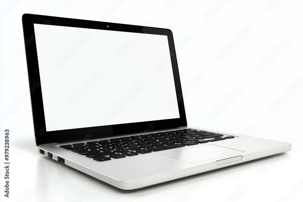 Laptop Mockup on Isolated white background created with Generative AI Laptop Mockup on Isolated white background created with Generative AI