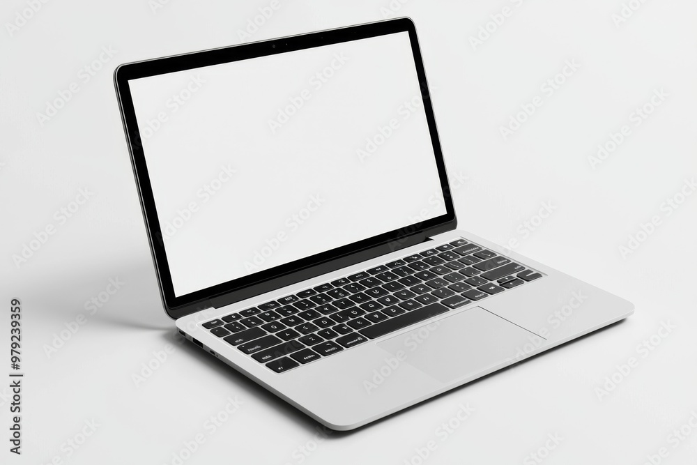Laptop Mockup on Isolated white background created with Generative AI Laptop Mockup on Isolated white background created with Generative AI