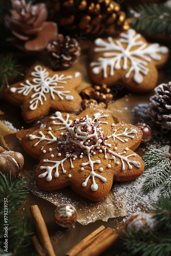 Ginger cookies and merry christmas,happy new year decoration