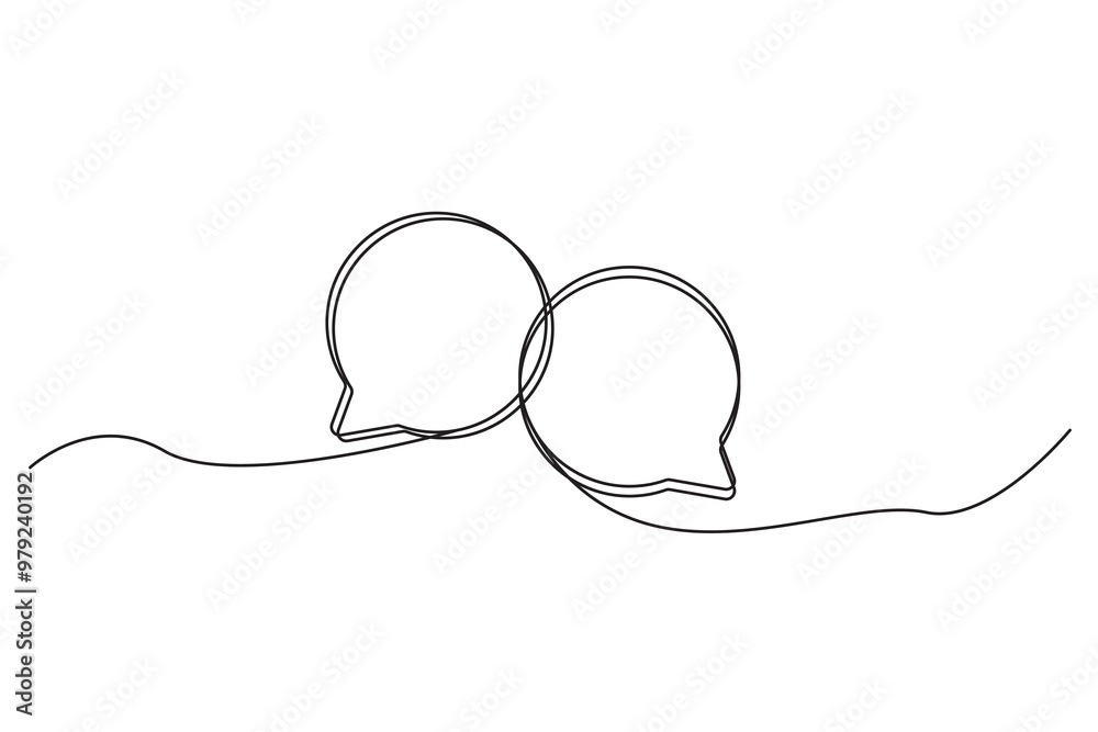 Chat bubble line art. Minimalist speech bubble design. Continuous outline drawing. Vector graphic element. Chat bubble line art. Minimalist speech bubble design. Continuous outline drawing. Vector graphic element.