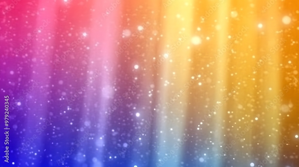 Abstract Blurred Rainbow Background with Bokeh Lights and Sparkle