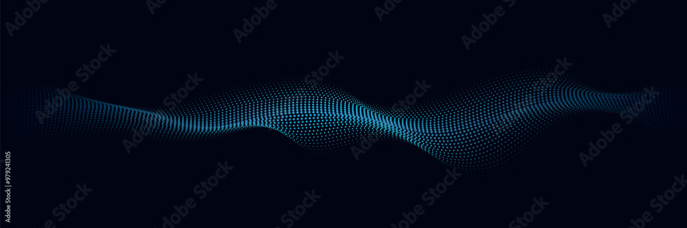 A moving digital 3d wave. Futuristic dark background with dynamic blue particles. The concept of big data A moving digital 3d wave. Futuristic dark background with dynamic blue particles. The concept of big data