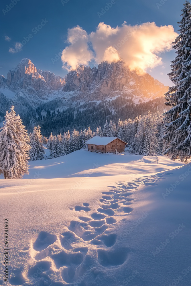 Panorama of the winter sunrise in the mountains Panorama of the winter sunrise in the mountains