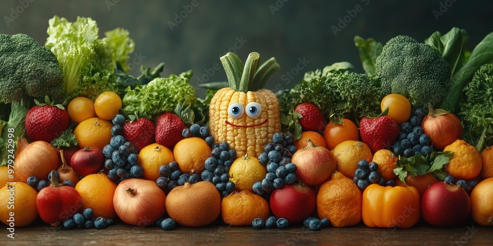A vibrant city where animated fruits and vegetables turn everyday scenes into delightful and engaging adventures A vibrant city where animated fruits and vegetables turn everyday scenes into delightful and engaging adventures