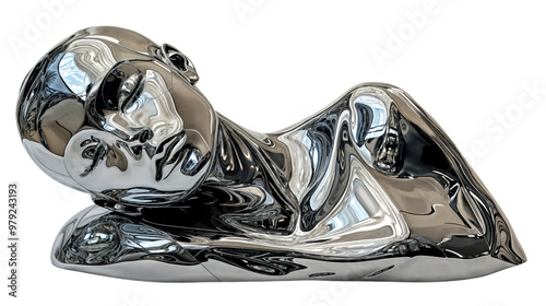 Obraz na płótnie Futuristic Chrome Sculpture of Human Figure, Y2K Cyberpunk Aesthetic w salonie