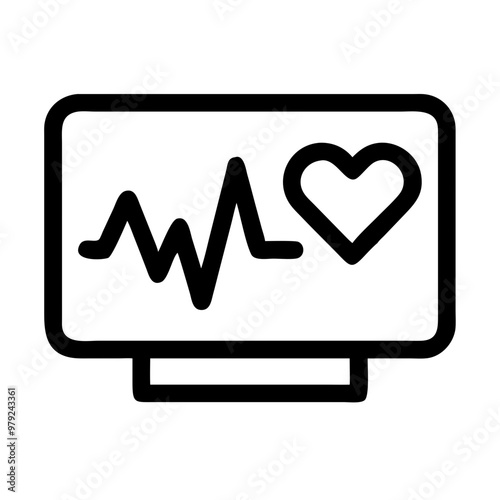 Heart monitor vector icon, medical diagnostics symbol, icon on transparent background, mental health theme