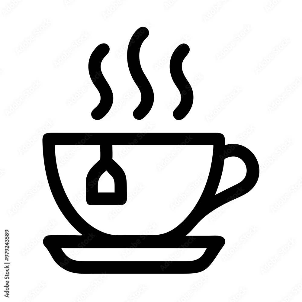 Soothing tea icon, minimalistic line art, icon on transparent background, mental health theme Soothing tea icon, minimalistic line art, icon on transparent background, mental health theme