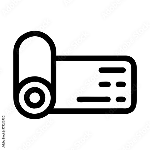 Yoga mat icon rolled up in minimalist black design, icon on transparent background, mental health theme