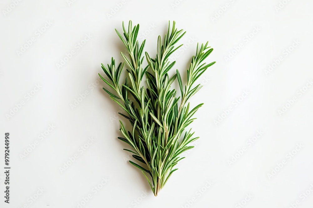 Fresh rosemary sprigs on white background Fresh rosemary sprigs on white background